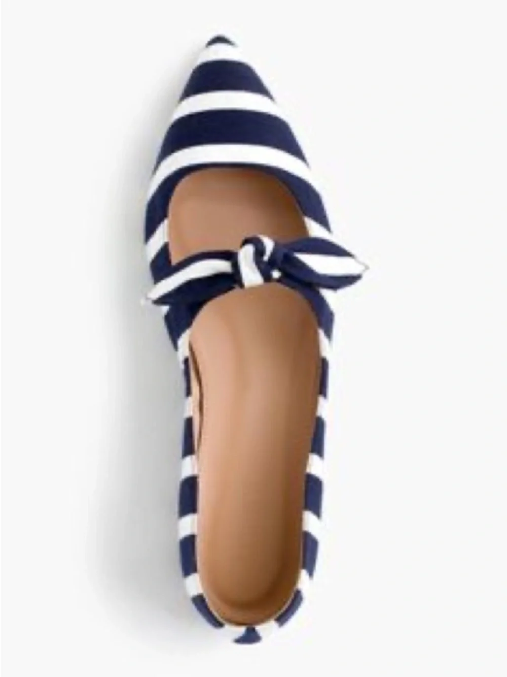 J. Crew Striped Tie Front Flats, Navy & White, Size 8.5